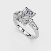 Radiant Cut Baguette Accent Lab Grown Diamond Engagement Ring