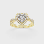 Heart cut Halo Lab Grown Diamond Engagement Ring with Twisted Pave Setting