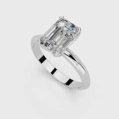 Emerald Cut Knife Edge Solitaire Lab Grown Diamond Engagement Ring (1.5-2mm width)