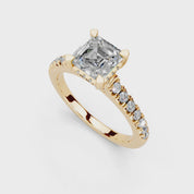Asscher cut Pave Lab Grown Diamond Engagement Ring