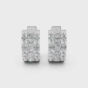 Pendientes elegantes Huggies con diamantes cultivados en laboratorio de 0,9 quilates en talla princesa y redonda