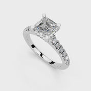 Asscher cut Pave Lab Grown Diamond Engagement Ring