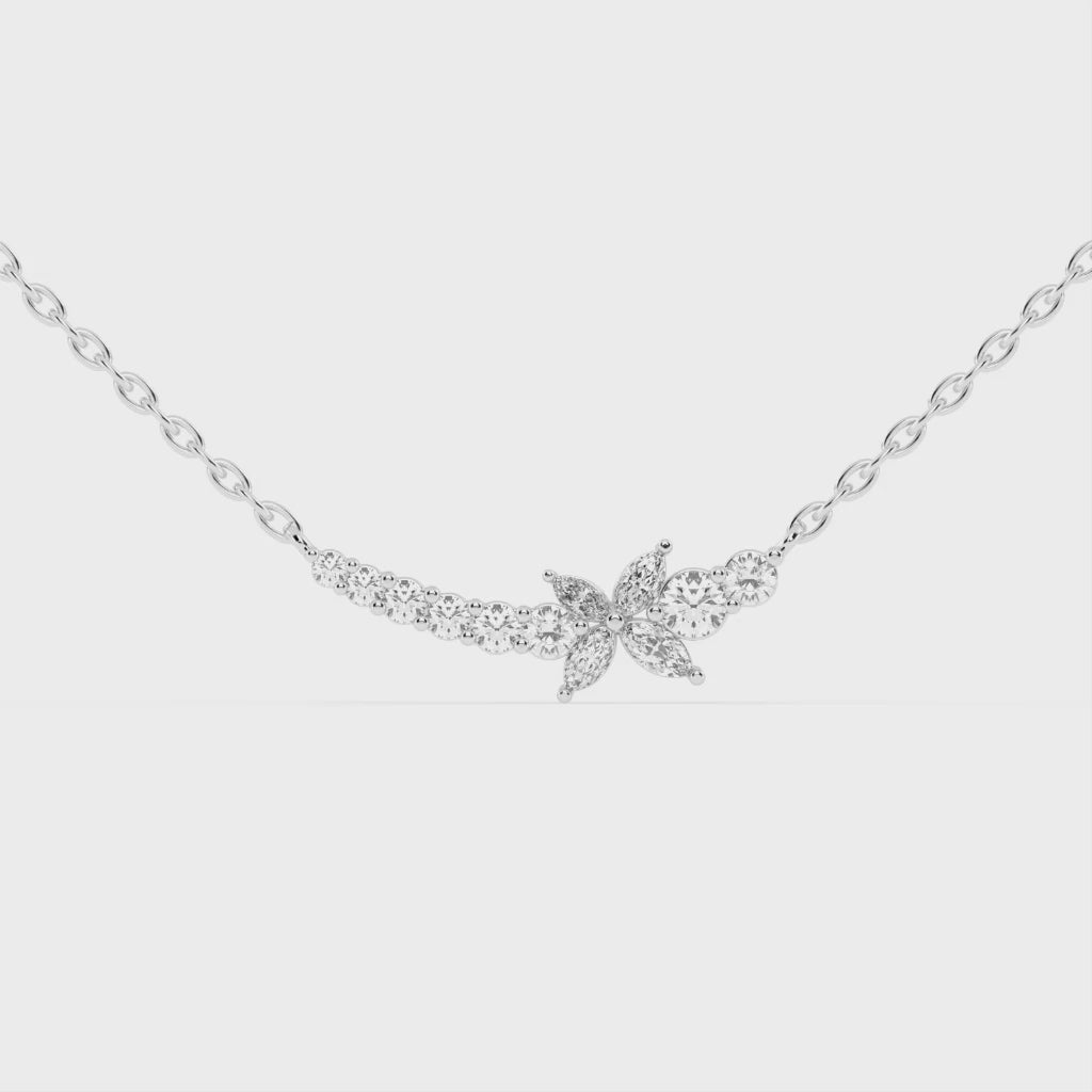 Colgante con barra de diamantes cultivados en laboratorio de 1,26 cts en talla marquesa y redonda