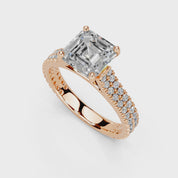 Asscher Cut Double Pave Lab Grown Diamond Engagement Ring