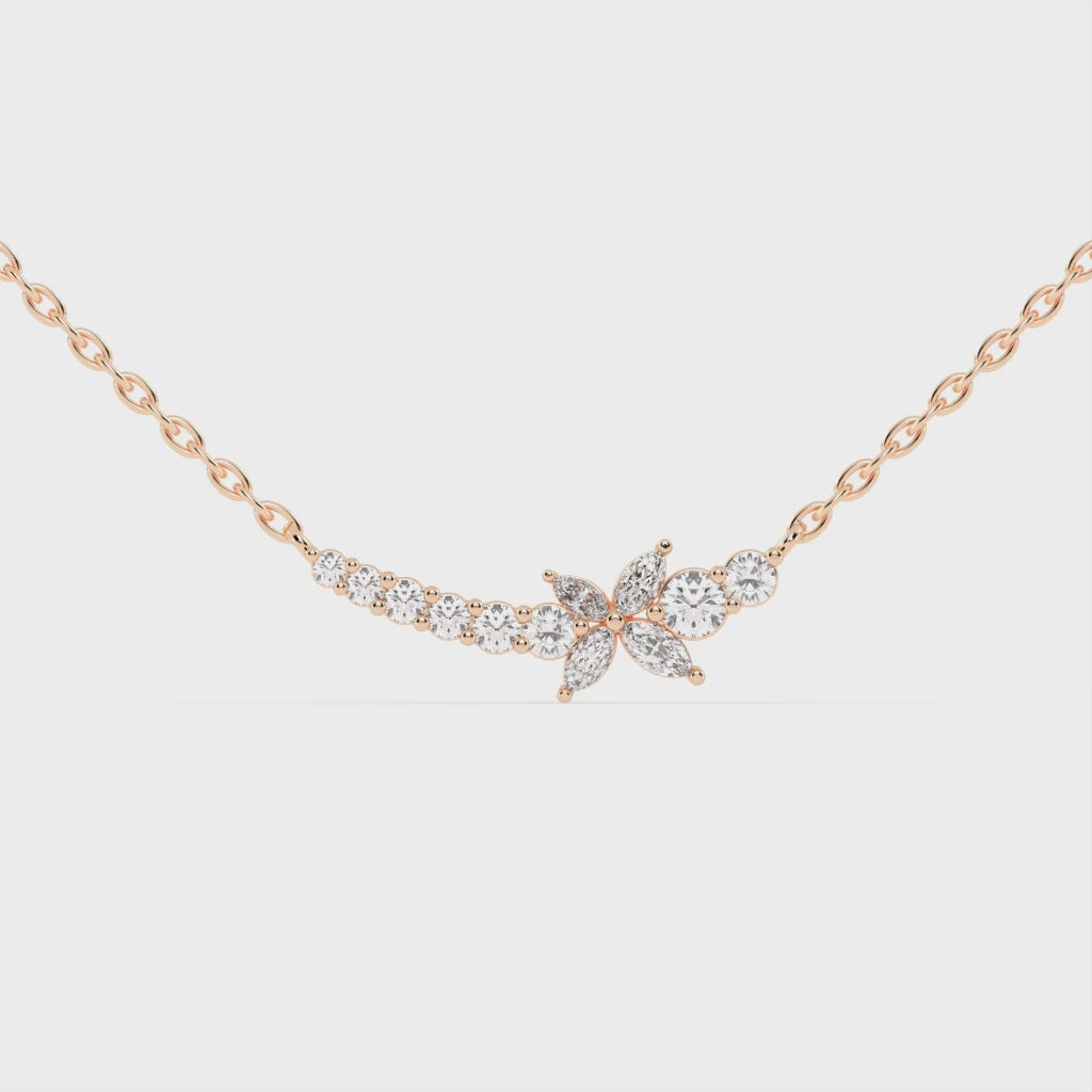 Colgante con barra de diamantes cultivados en laboratorio de 1,26 cts en talla marquesa y redonda