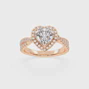 Heart cut Halo Lab Grown Diamond Engagement Ring with Twisted Pave Setting
