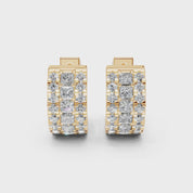 Pendientes elegantes Huggies con diamantes cultivados en laboratorio de 0,9 quilates en talla princesa y redonda