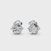 Classic 6-Prong  Lab Grown Diamond Round Solitaire Stud Earrings in 18K or 14K Gold Push Back Setting (F-G Color, VS1-VS2 Clarity)