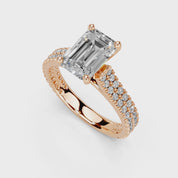 Emerald Cut Double Pave Lab Grown Diamond Engagement Ring