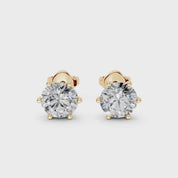 14K Yellow Gold Round Diamond Studs