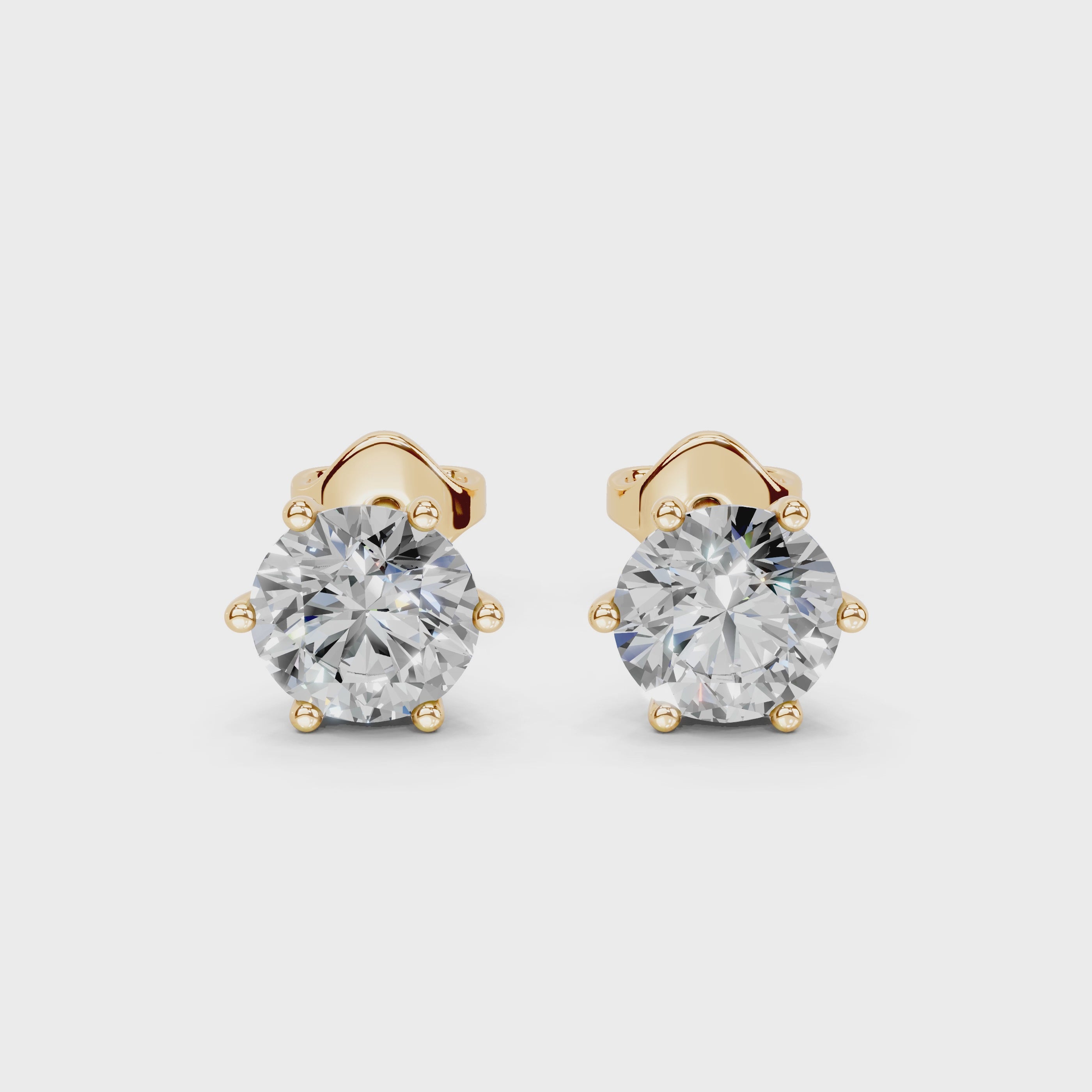 14K Yellow Gold Round Diamond Studs