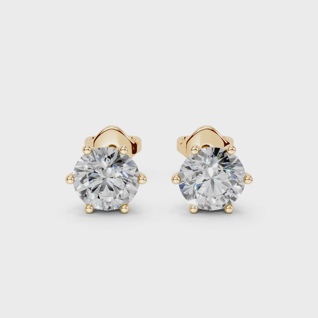 14K Yellow Gold Round Diamond Studs