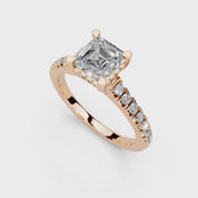 Asscher cut Pave Lab Grown Diamond Engagement Ring